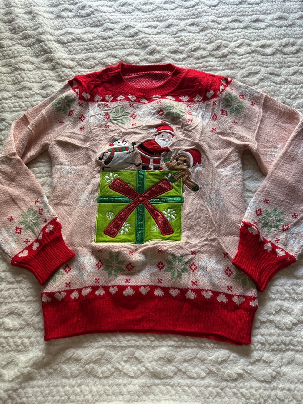 Festive Christmas Gift Box Sweater with Santa
